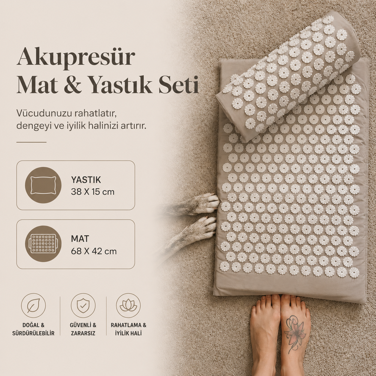 Doğal Akupresür Mat & Yastık Set